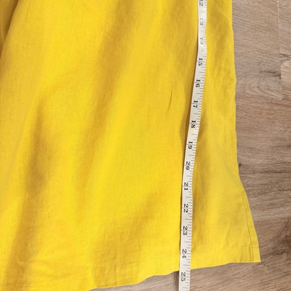 LOFT Linen Blend Blouse Mustard Yellow Color 3/4 Blouson Puff Sleeve Sz Med NWT - Picture 8 of 9